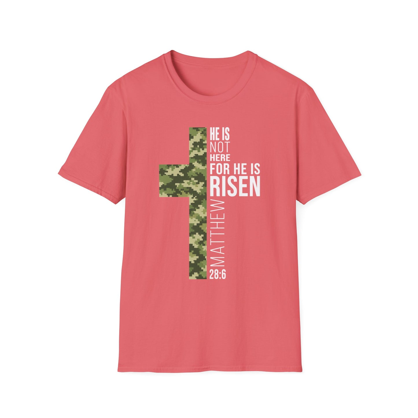 HE IS RISEN CAMO CROSS T-SHIRT