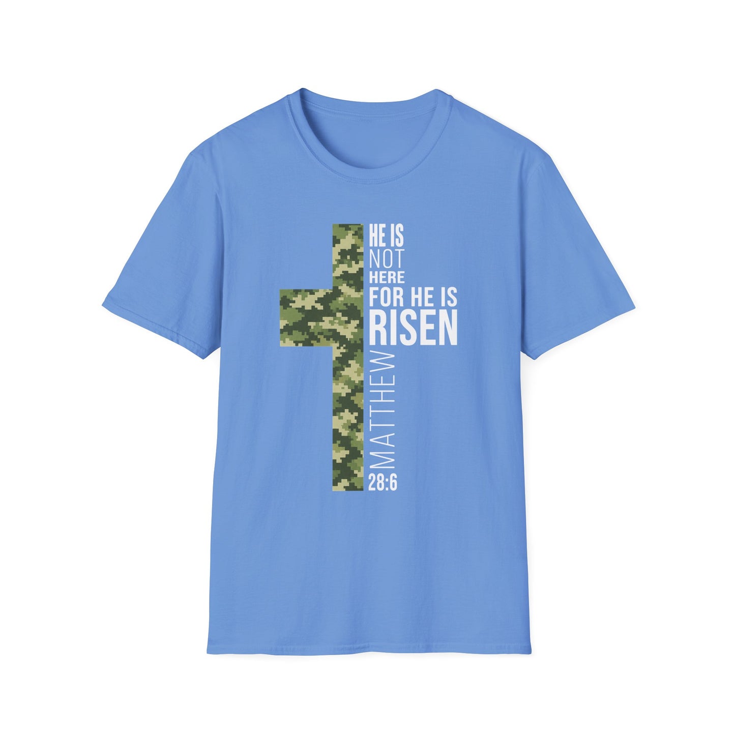 HE IS RISEN CAMO CROSS T-SHIRT
